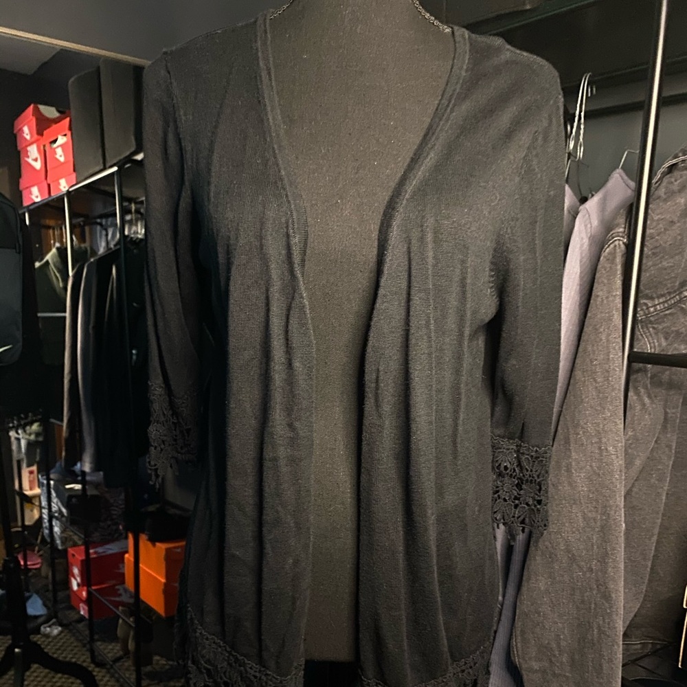 Black short sleeved cardigan